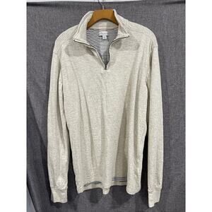 J Crew Knit Goods 100% Cotton 1/4 Zip Pullover Size Large Tall Beige Oatmeal